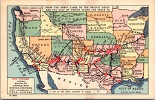 Fred Harvey US Map c. 1939 Postcard