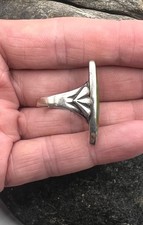 Fred Harvey Era Navajo Sterling Silver Natural Green Turquoise Oblong Ring 6.75 - Additional view 2