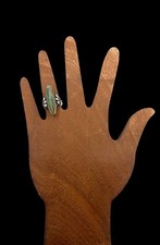 Fred Harvey Era Navajo Sterling Silver Natural Green Turquoise Oblong Ring 6.75 - Additional view 3