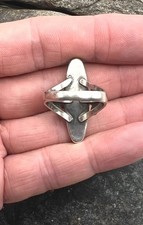 Fred Harvey Era Navajo Sterling Silver Natural Green Turquoise Oblong Ring 6.75 - Additional view 4