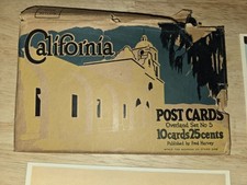 VTG 10 PACK CALIFORNIA POSTCARDS FRED HARVEY OVERLAND SET NO 5 TRAINS DESERT ETC - Additional view 1