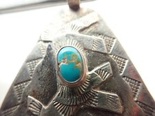 Vntage Navajo Fred Harvey Era Turquoise Dog Sterling Silver Necklace Pendant Tag - Additional view 3