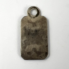 Vintage Navajo Sterling Silver Fred Harvey Dog Tag Pendant 3.5g Patina Southwest - Additional view 2