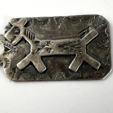 Vintage Navajo Sterling Silver Fred Harvey Dog Tag Pendant 3.5g Patina Southwest - Additional view 3