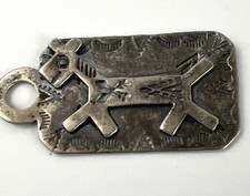 Vintage Navajo Sterling Silver Fred Harvey Dog Tag Pendant 3.5g Patina Southwest - Additional view 4