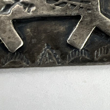 Vintage Navajo Sterling Silver Fred Harvey Dog Tag Pendant 3.5g Patina Southwest - Additional view 5