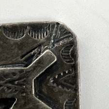 Vintage Navajo Sterling Silver Fred Harvey Dog Tag Pendant 3.5g Patina Southwest - Additional view 6