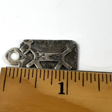 Vintage Navajo Sterling Silver Fred Harvey Dog Tag Pendant 3.5g Patina Southwest - Additional view 7