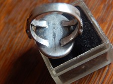 Fred Harvey Era Thunderbird Green Turquoise Sterling Silver or Coin Size 5 - Additional view 4