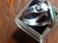 Fred Harvey Era Thunderbird Green Turquoise Sterling Silver or Coin Size 5 - Additional view 5