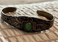 OLD FRED HARVEY ERA Navajo THUNDERBIRD Turquoise Sterling silver Bracelet - Additional view 4