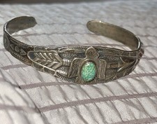 OLD FRED HARVEY ERA Navajo THUNDERBIRD Turquoise Sterling silver Bracelet