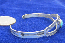 VINTAGE SOUTHWEST FRED HARVEY CUFF BRACELET W/ TURQUOISE SMALL SIZE