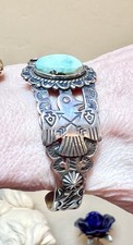 WONDERFUL Fred Harvey Era Native American Sterling Silver Turquoise Bracelet - Additional view 2