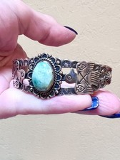 WONDERFUL Fred Harvey Era Native American Sterling Silver Turquoise Bracelet - Additional view 3
