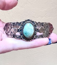 WONDERFUL Fred Harvey Era Native American Sterling Silver Turquoise Bracelet - Additional view 4