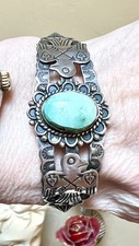 WONDERFUL Fred Harvey Era Native American Sterling Silver Turquoise Bracelet - Additional view 6