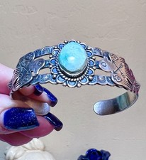 WONDERFUL Fred Harvey Era Native American Sterling Silver Turquoise Bracelet - Additional view 7