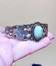 WONDERFUL Fred Harvey Era Native American Sterling Silver Turquoise Bracelet - Additional view 8