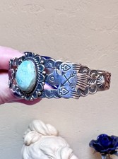 WONDERFUL Fred Harvey Era Native American Sterling Silver Turquoise Bracelet - Additional view 10