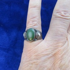 VINTAGE SOUTHWEST FRED HARVEY RING WITH TURQUOISE SIZE 5.25 STERLING