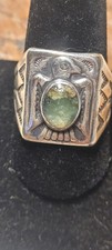 Handmade Fred Harvey Era Sterling Silver Thunderbird Turq. Ring by BELL  Size 11 - Additional view 2