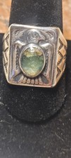 Handmade Fred Harvey Era Sterling Silver Thunderbird Turq. Ring by BELL  Size 11 - Additional view 3
