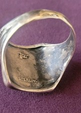 Handmade Fred Harvey Era Sterling Silver Thunderbird Turq. Ring by BELL  Size 11 - Additional view 6