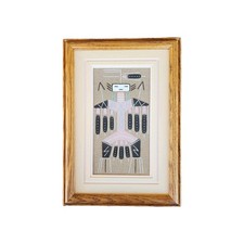 Fred Harvey Navajo Sand Painting Art 9.5” x 13.5” Framed and Matted - Signed