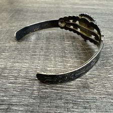 Amazing VTG Fred Harvey Era Navajo Sterling Stamped Turquoise Cuff Bracelet - Additional view 3