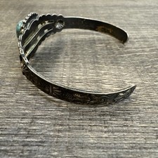 Amazing VTG Fred Harvey Era Navajo Sterling Stamped Turquoise Cuff Bracelet - Additional view 5