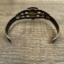 Amazing VTG Fred Harvey Era Navajo Sterling Stamped Turquoise Cuff Bracelet - Additional view 6
