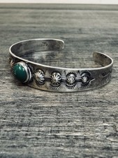 VTG Fred Harvey Era Sterling Silver & Stamped Whirling Log Cuff Bracelet 6.5” - Additional view 1