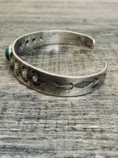 VTG Fred Harvey Era Sterling Silver & Stamped Whirling Log Cuff Bracelet 6.5” - Additional view 2