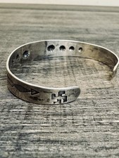 VTG Fred Harvey Era Sterling Silver & Stamped Whirling Log Cuff Bracelet 6.5” - Additional view 3