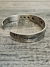 VTG Fred Harvey Era Sterling Silver & Stamped Whirling Log Cuff Bracelet 6.5” - Additional view 5