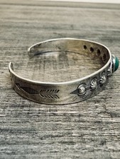 VTG Fred Harvey Era Sterling Silver & Stamped Whirling Log Cuff Bracelet 6.5” - Additional view 6