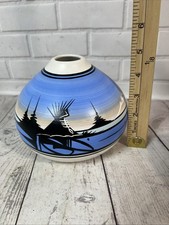 NAVAJO END OF TRAIL POTTERY Squat VASE End Of Trail SIGNED Southwest Fred Harvey - Additional view 7