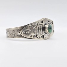 Fred Harvey Tribute Turquoise Sterling Silver Thunderbird Cuff Bracelet - Additional view 7