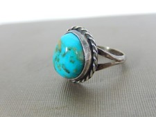 VTG FRED HARVEY ERA STERLING SILVER TURQUOISE CABOCHON RING 4 - Additional view 1