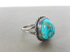 VTG FRED HARVEY ERA STERLING SILVER TURQUOISE CABOCHON RING 4 - Additional view 2