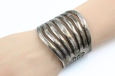 Handsome Vintage Sterling Silver Fred Harvey Era 50's Split Shank Cuff Bracelet - Additional view 1