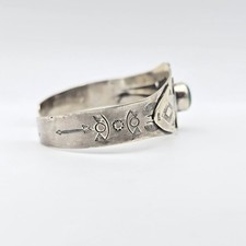 Fred Harvey Tribute Turquoise Sterling Silver Thunderbird Cuff Bracelet - Additional view 5