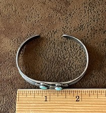Vintage Fred Harvey Era RARE Double Thunderbird Sterling Turquoise Cuff Bracelet - Additional view 11