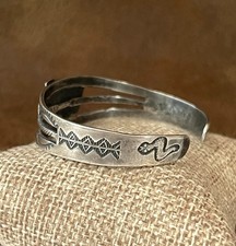 Vintage Fred Harvey Era RARE Double Thunderbird Sterling Turquoise Cuff Bracelet - Additional view 7