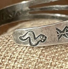 Vintage Fred Harvey Era RARE Double Thunderbird Sterling Turquoise Cuff Bracelet - Additional view 10