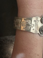 Old Fred Harvey Double Thunderbird Sterling Silver Turquoise Cuff Bracelet 1950s - Additional view 2