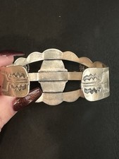 Old Fred Harvey Double Thunderbird Sterling Silver Turquoise Cuff Bracelet 1950s - Additional view 15