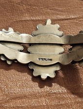 Vintage Women's Sterling Turquoise Cabochons Stamped Harvey Era Cuff Bracelet - Additional view 6