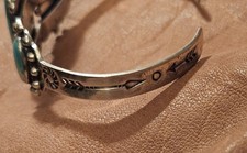 Vintage Women's Sterling Turquoise Cabochons Stamped Harvey Era Cuff Bracelet - Additional view 8